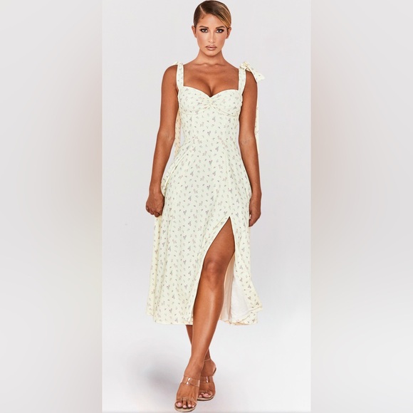 House of CB Floral Midi Dress in White